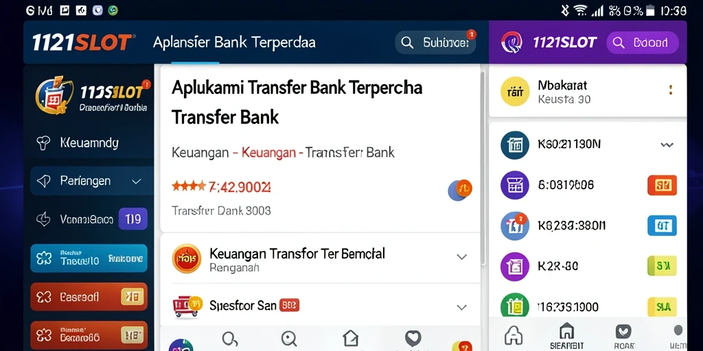 Tampilan antarmuka aplikasi 1121SLOT yang user-friendly untuk Transfer Bank.