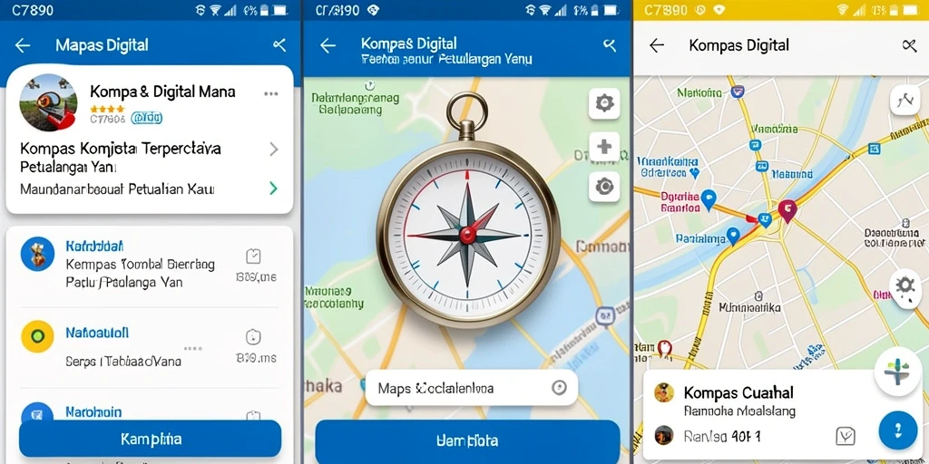 Antarmuka C7890 menampilkan kompas digital yang akurat dan intuitif.