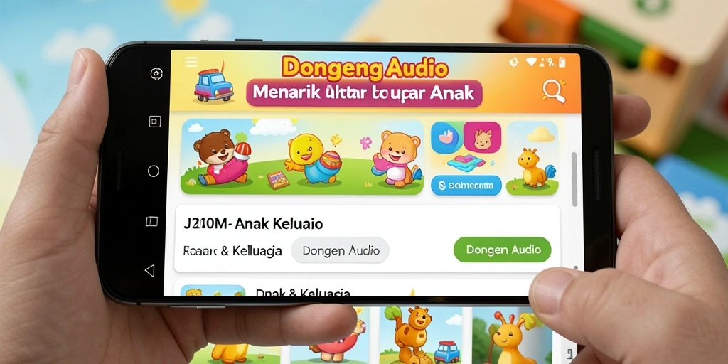 Antarmuka menarik J200M dengan pilihan dongeng audio.