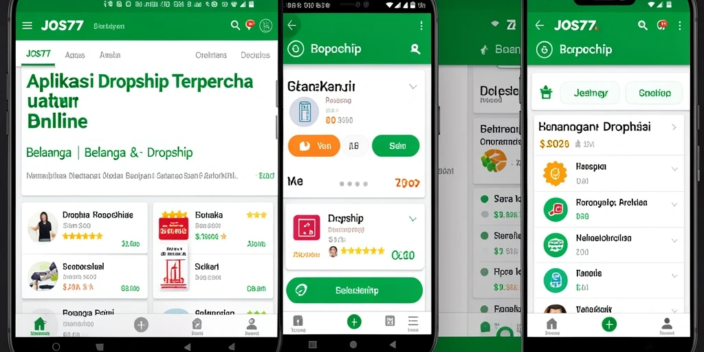 Antarmuka aplikasi JOS77 yang user-friendly untuk belanja dropship.