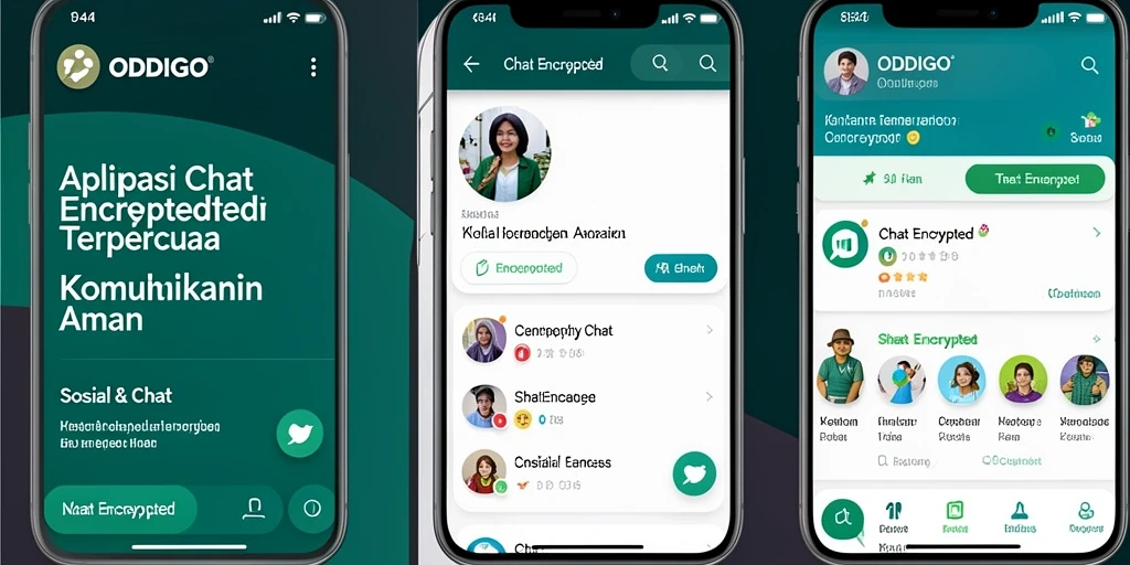 Tampilan antarmuka ODDIGO yang modern dan fungsional untuk chatting aman.