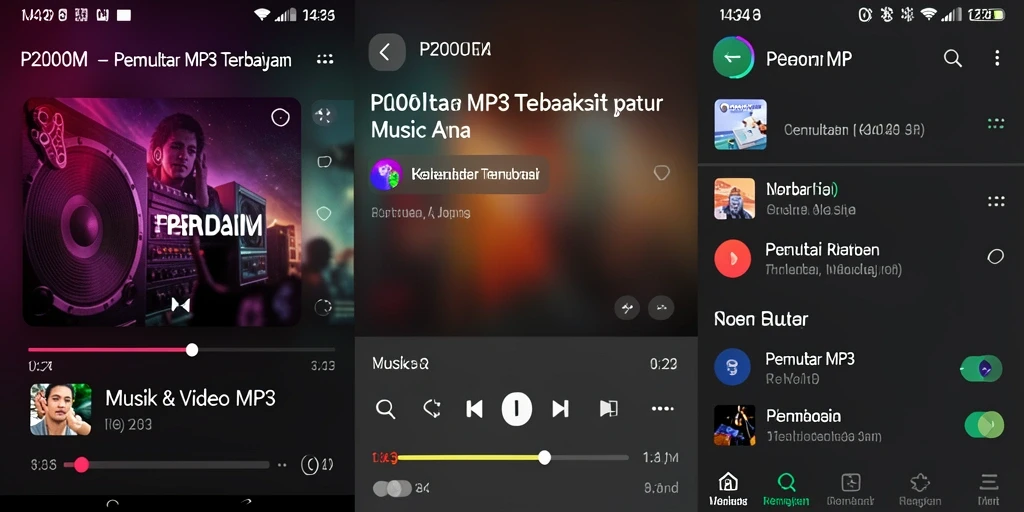 Tampilan antarmuka P200M yang mudah digunakan untuk memutar lagu.