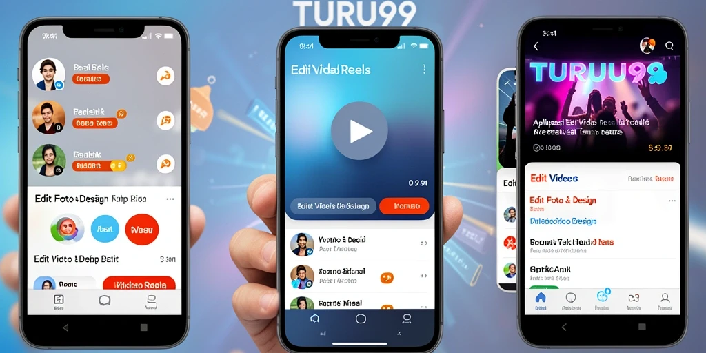 Antarmuka TURU99 yang modern dan fungsional untuk Edit Video Reels.