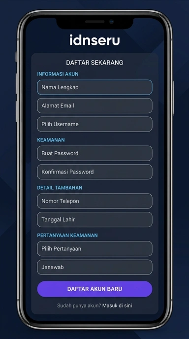Cara Registrasi Akun Baru di idnseru untuk Android